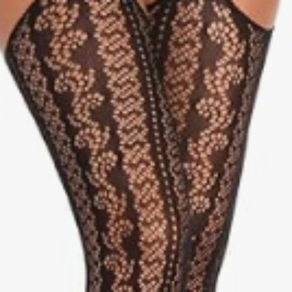 Black Fishnet High-Waist Stocking Tights - Picture 2 of 3